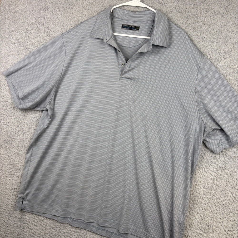 Roundtree Yorke Polo Shirt Mens 3XT Gray Performance Textured Golf Lightweight